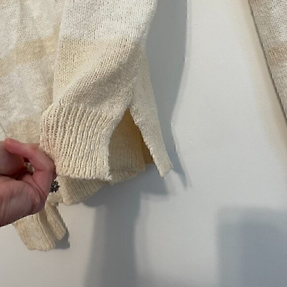 HEM & THREAD ALTAR'D STATE Cream White Striped Lace Up Knit Pullover Sweatshirt - Picture 9 of 14